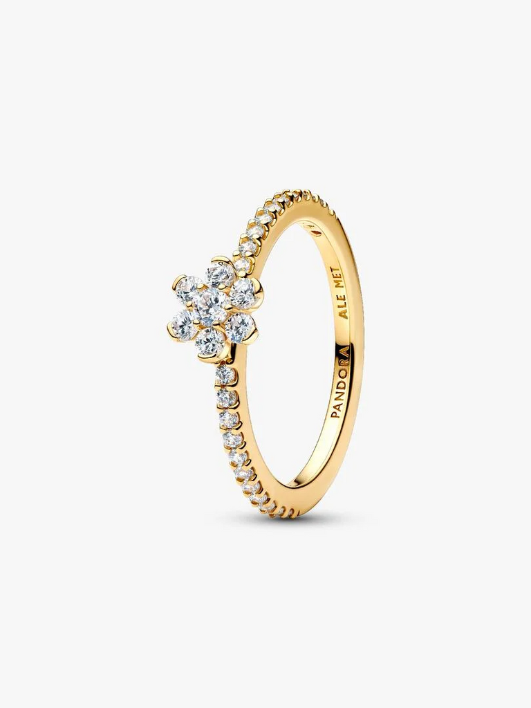 Yellow Gold Plated Cubic Zirconia Flower Ring – Jessop Jewellers