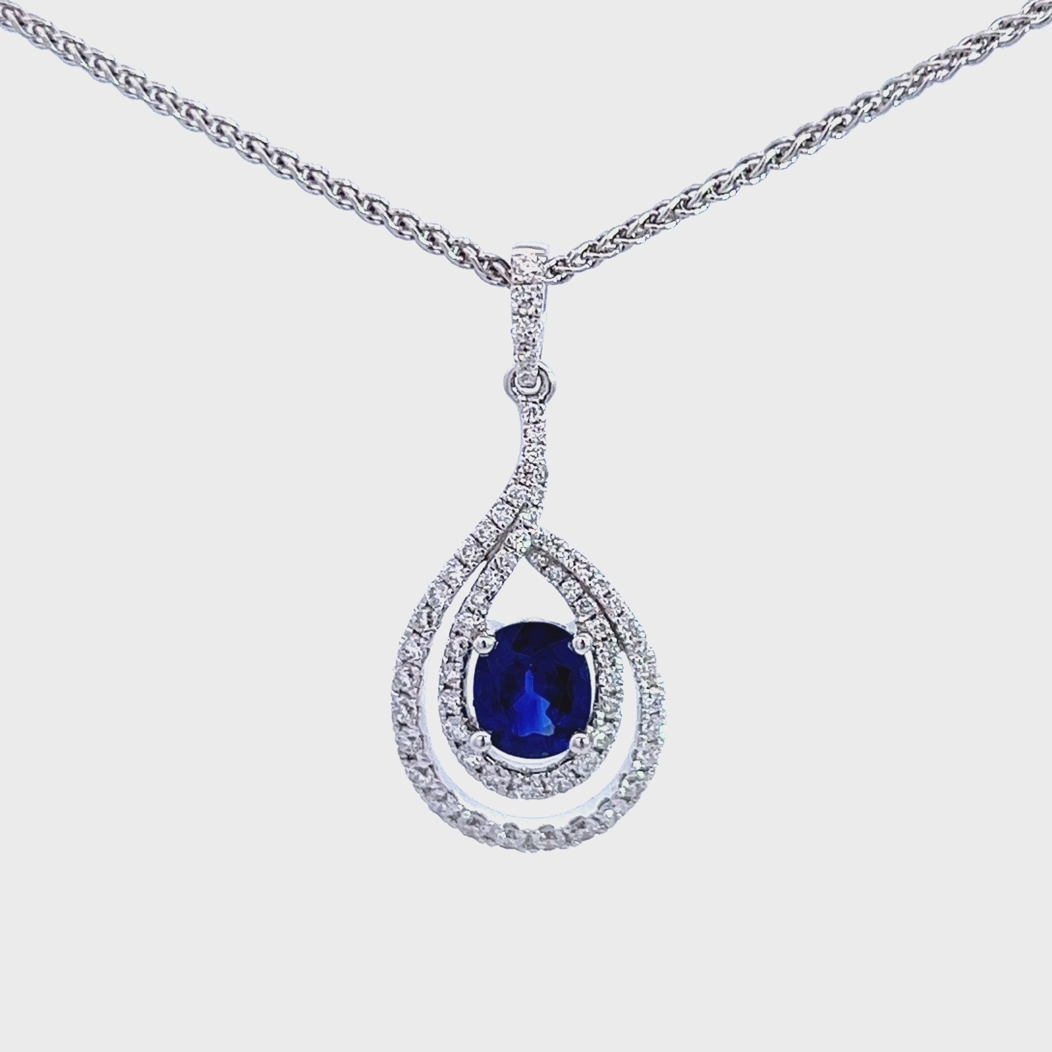 Lab-Created White Sapphire Necklace in 10K White Gold | Zales